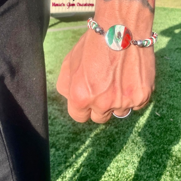 Men Patriot Bracelet-Adjustable Mexico Flag Bracelet- Mexico Flag Colors-Mexican - Picture 5 of 7